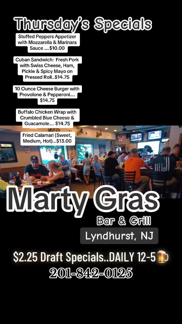 Instagram post from marty_gras_bar_and_grill. This post is in position 14.